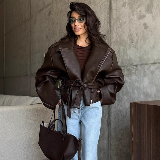 Chloe Cacao Lederjacke