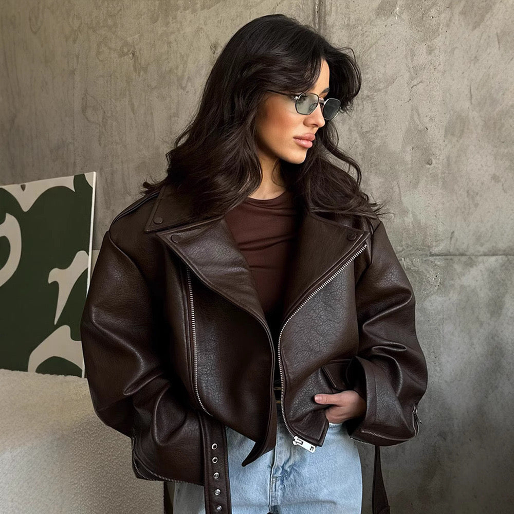 Chloe Cacao Lederjacke