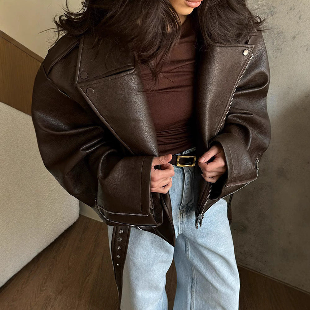 Chloe Cacao Lederjacke