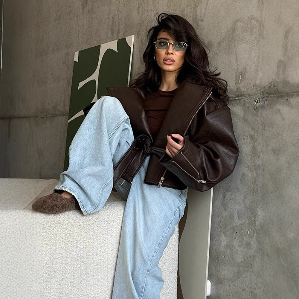 Chloe Cacao Lederjacke