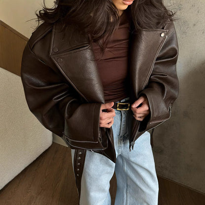Chloe Cacao Lederjacke